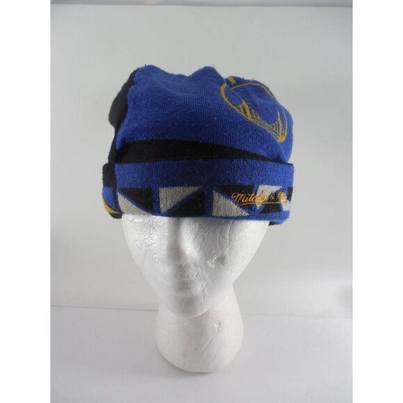 NBA Mitchell And Ness Beanie Hat Golden State Warriors Pom Knit Multicolor - Picture 1 of 6